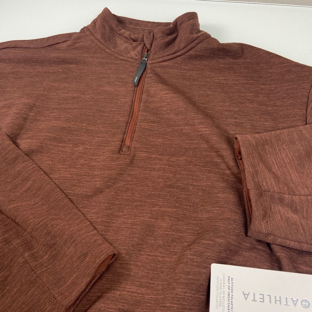 Athleta Women's 1X Altitude Polartec Half Zip Sweatshirt Rust Marled Fleece NEW